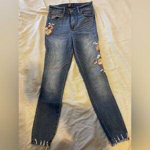 Abercrombie & Fitch Floral Embroidered High Rise Skinny Jeans